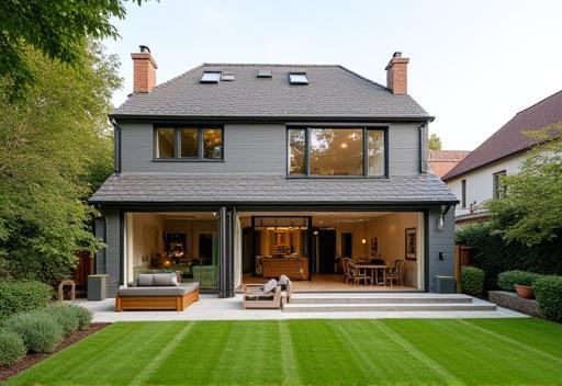 Photo of a large home extension with new windows